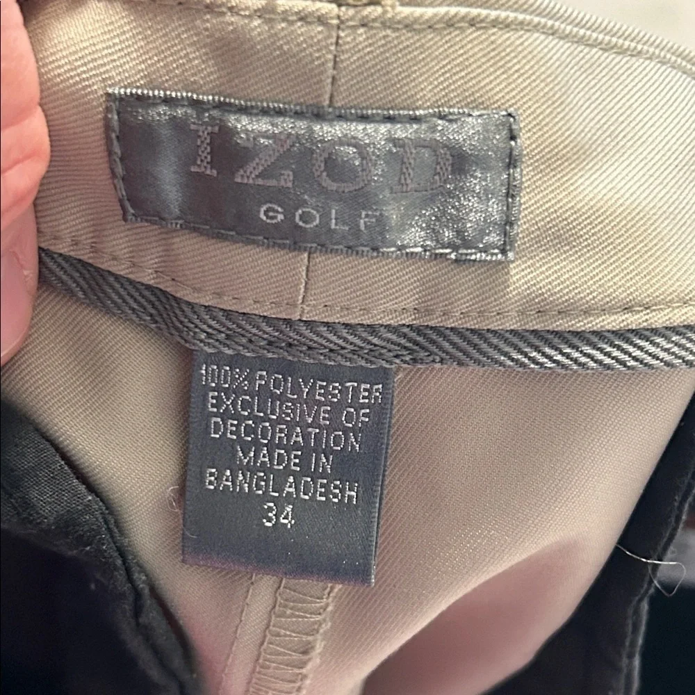 Izod Men's Flat Front Tan Golf Shorts Size 34